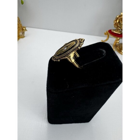 Vtg Avon 1976 Kensington Ring Gold-tone Sz 5 Victorian Revival Signed - Picture 11 of 12